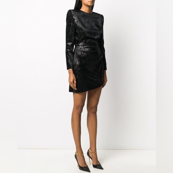 SAINT LAURENT Velvet Snakeskin-effect Mini Dress - Picture 9 of 11